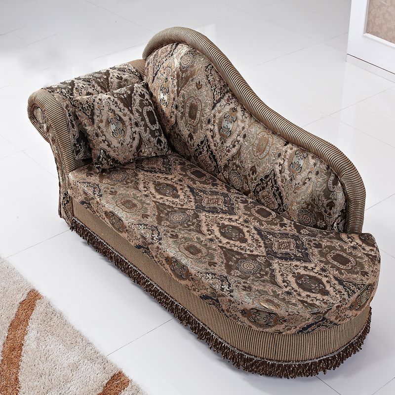 Traditional One Armed Wooden Chaise Flared Arms for Living Room