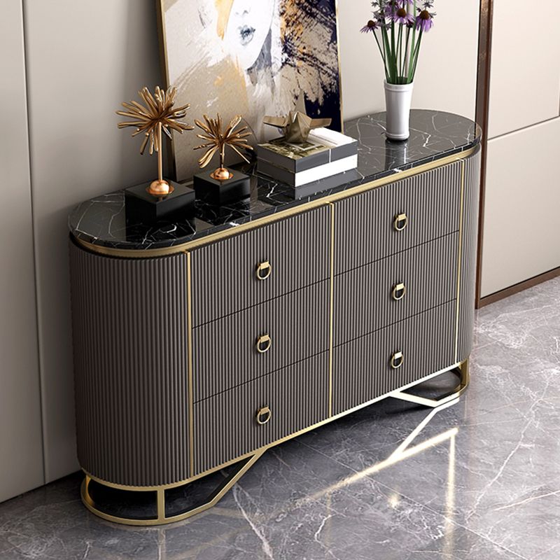 Glam Horizontal Dresser Stone Top Drawers Storage Dresser for Bedroom