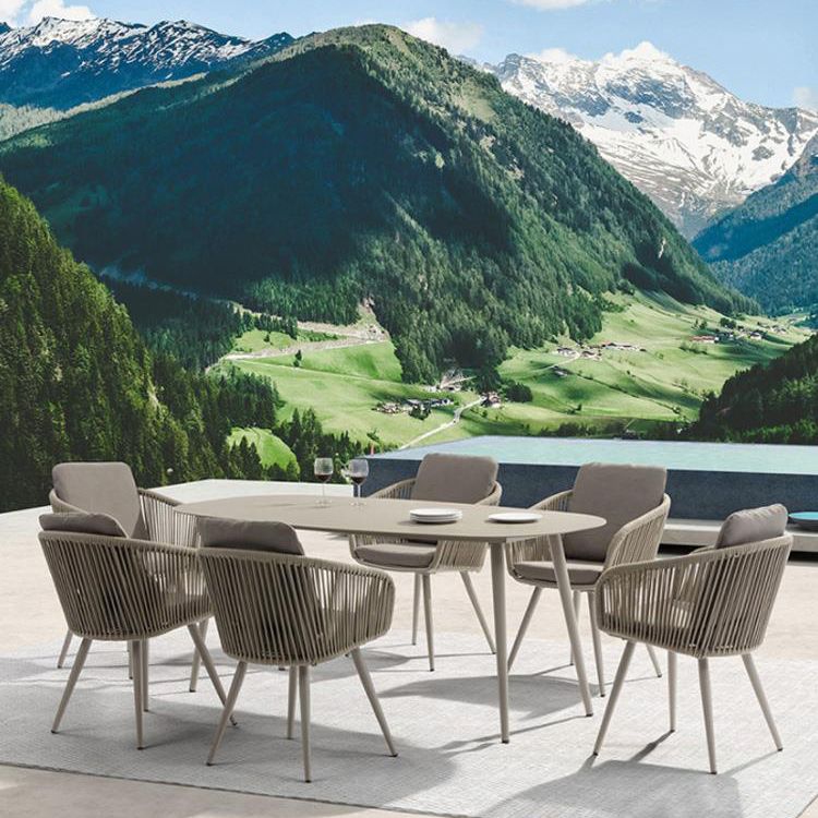 Modern Metal Dining Table Set 1/2/3/7 Pieces Dining Table Set for Outdoor