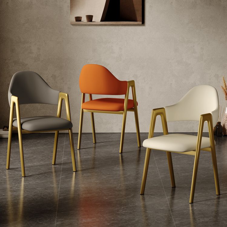 Contemporary Upholstered Arm Chair Open Back Home Dining Chair