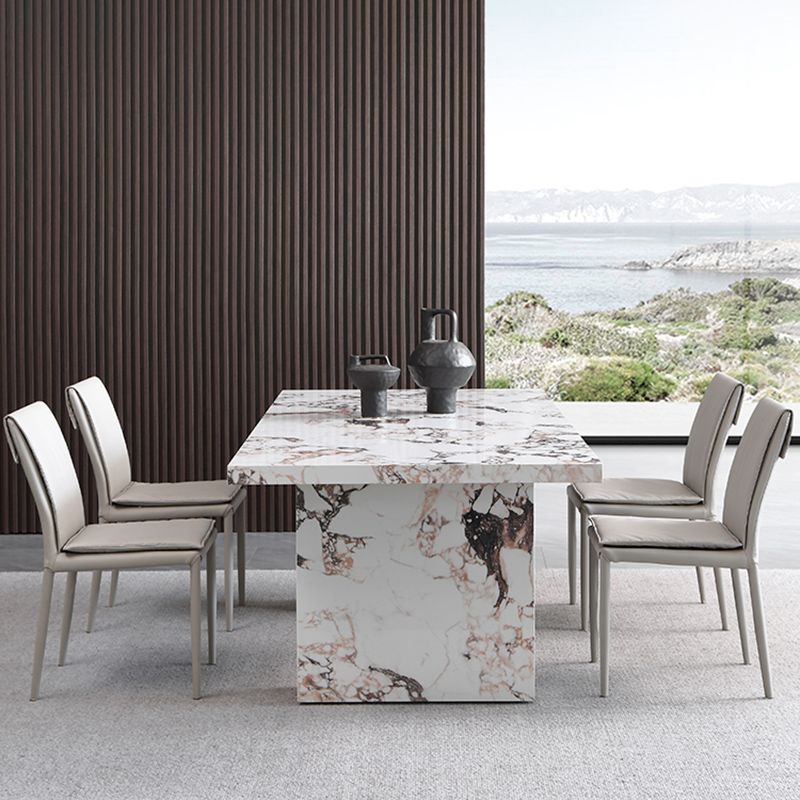 Stone Modern Dining Table Set 1/2/4/5/7 Pieces Dinette Set with Solid Back Chairs