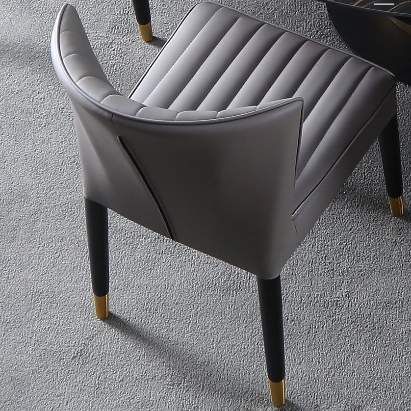 Modern Style Dining Chair Armless Chair with Wood Legs for Kitchen