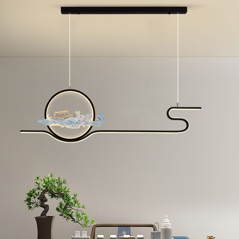 Linear Shape Island Lights Modern Style Metal 2-Light Pendant Light Fixtures