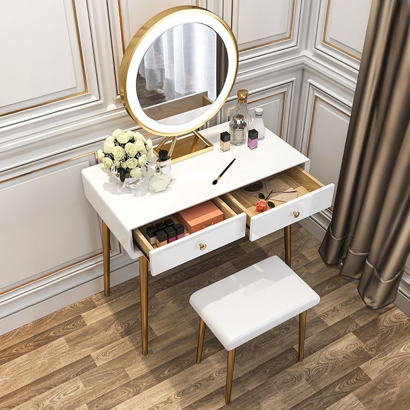 29.5" Height Wood Blue/ White Makeup Vanity with Drawers and Mirror