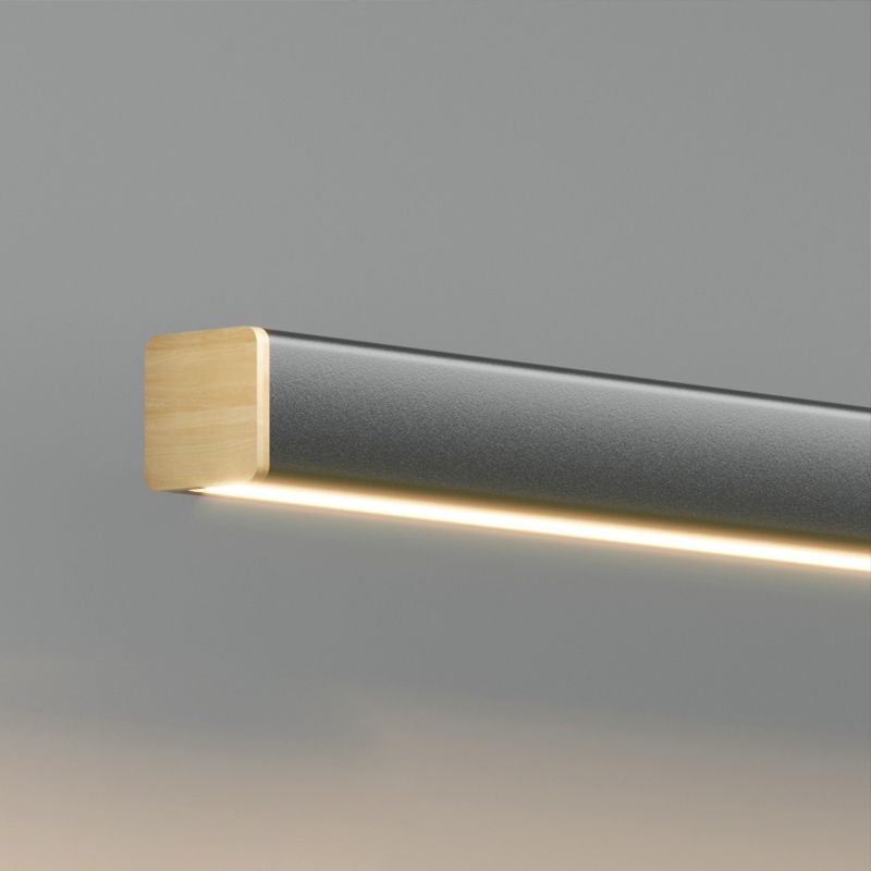 Linear Contemporary Style Island Light Long Strip Kitchen Bar Lighting Fixture in Black