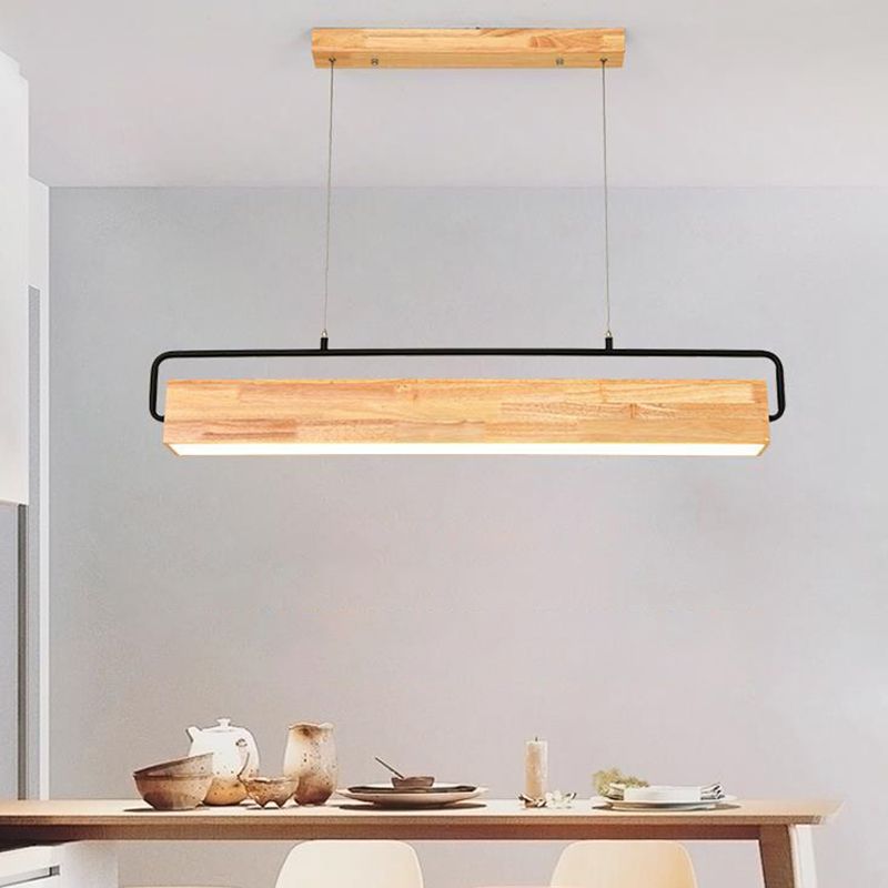 Estilo moderno rectangle colgante de madera ligera 1 lámpara de luz de luz