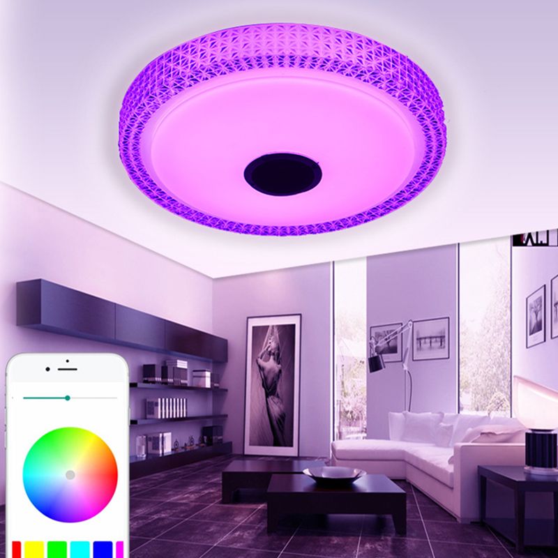 Weiße kreisförmige WLAN-Deckenleuchte, moderne LED-Acryl-Unterputzleuchte für Schlafzimmer