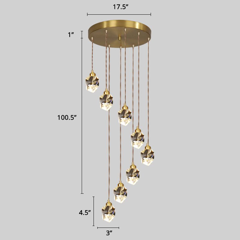 Spiral Cluster Pendant Light Minimalism Metal Living Room Suspension Lamp in Gold