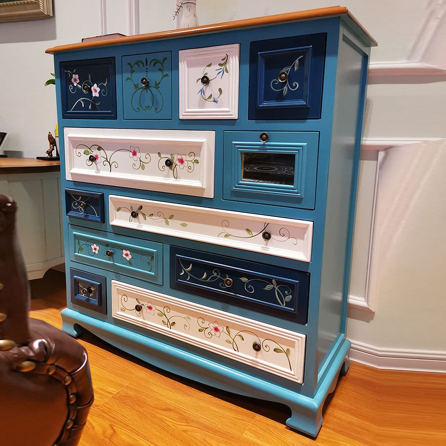 Coastal Storage Chest Dresser Wooden Dresser with Multi Drawers