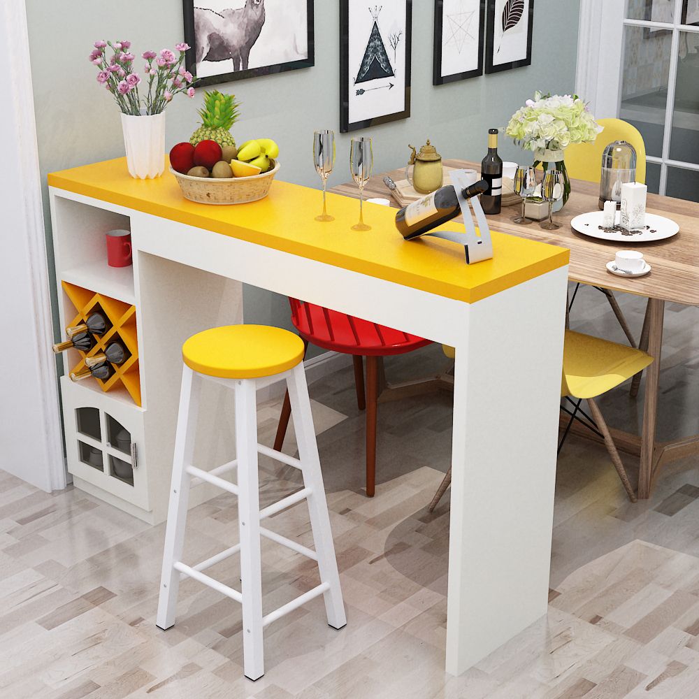 Contemporary Double Pedestal Rectangle Bar Table for Kitchen Dining Room