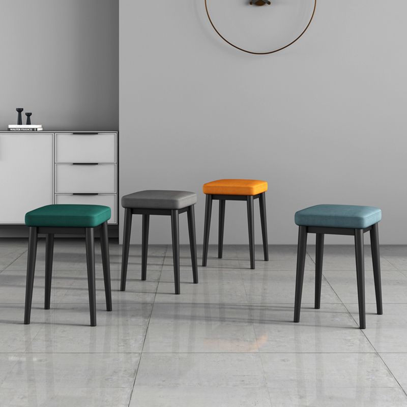 Square Footstools Ottoman Glam Solid Color Faux Leather Water Resistant Ottoman