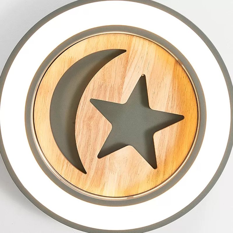 Slim Circle Kid Bedroom Ceiling Mount Light Acrylic Modern LED Ceiling Lamp with Star