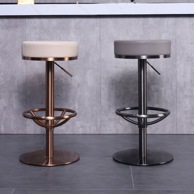 Industrial Leather Bar Stool Adjustable Backless Counter Stool for Bristol