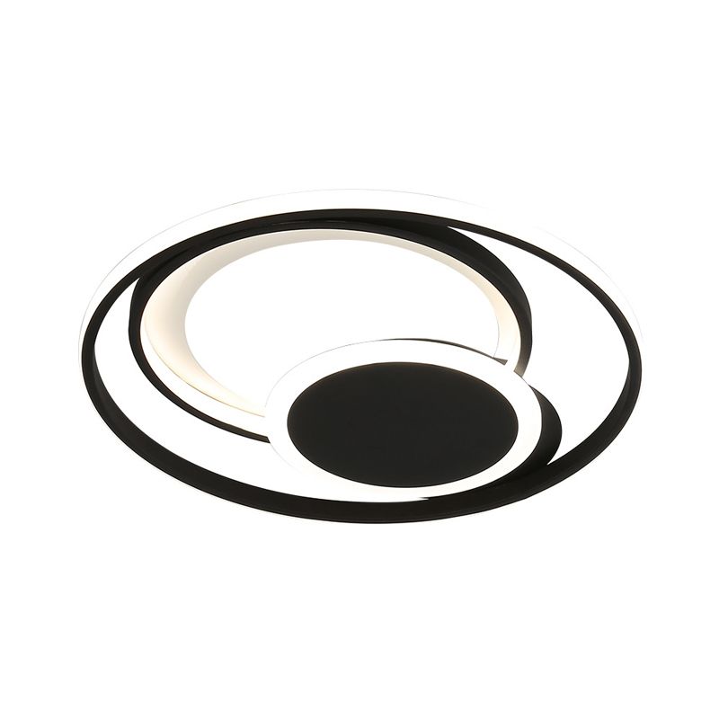 Hoop Plafonnier contemporain en métal pour chambre à coucher, 40,6 cm/49,5 cm de large, plafonnier LED en noir, lumière blanche chaude/chaude