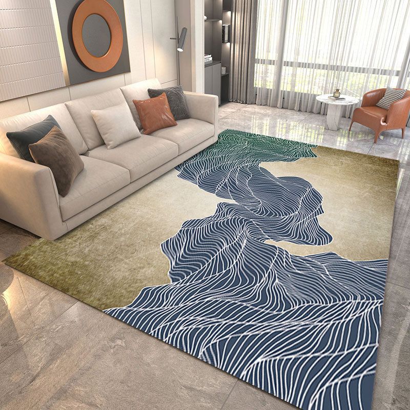 Metal Lines Carpet Polyester Modern Carpet Non-Slip Backing Carpet for Living Room