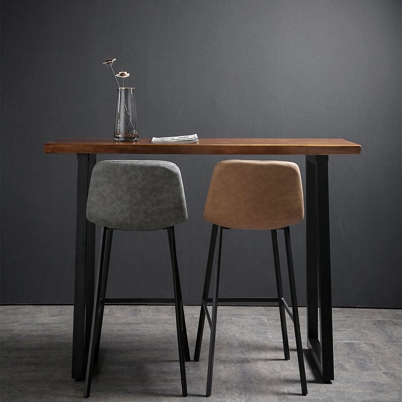 1/2/3 Pieces Industrial Iron Bar Table Set Rectangle Bistro Set with Pine Wood Top