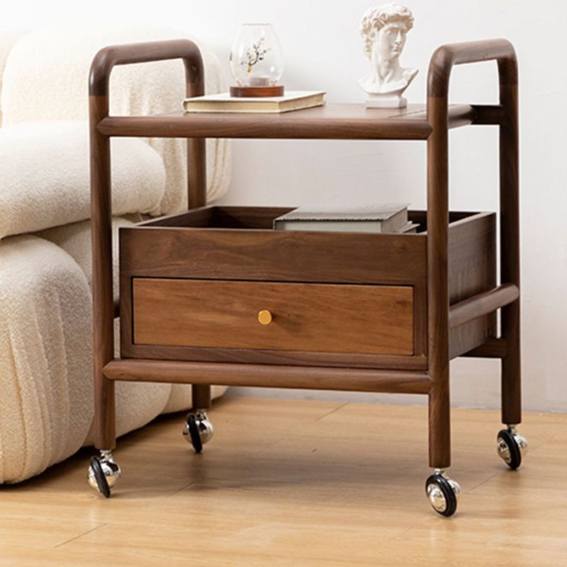 Modernistic Corner Table with Storage Rectangular Double Tier Living Room End Table