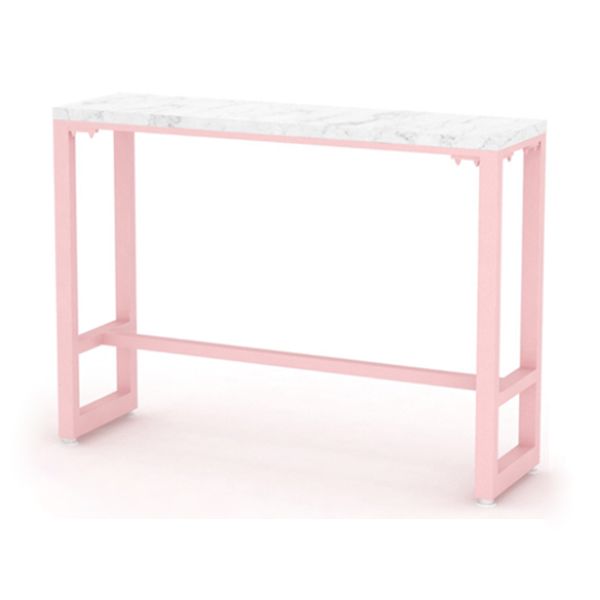 White and Pink Cocktail Bar Table Glam Trestle Indoor Bistro Accent Dining Table