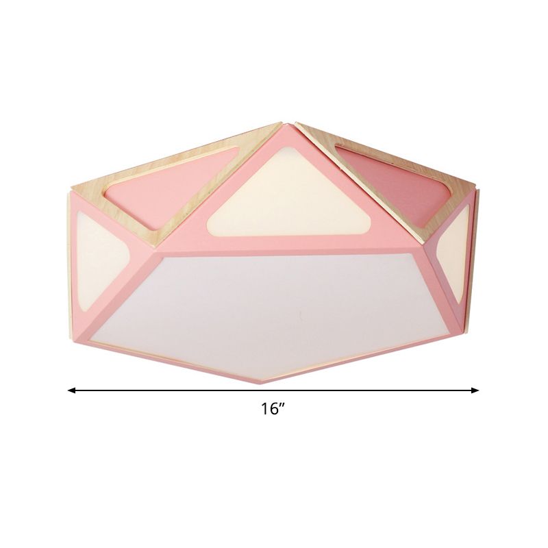 Geometrisch spoellicht Modern acryl wit/roze/geel LED plafond gemonteerd armatuur in warm/wit licht, 16 "/19,5" breed