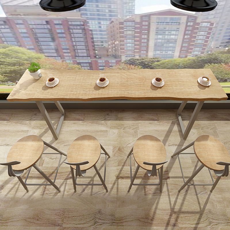 Modern Rectangle Pub Table Set 1/5 Pieces Wooden Counter Table with High Stools
