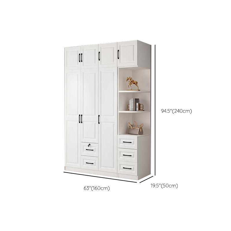 Hinged Wardrobe Cabinet White Wardrobe Armoire with Shelves for Home