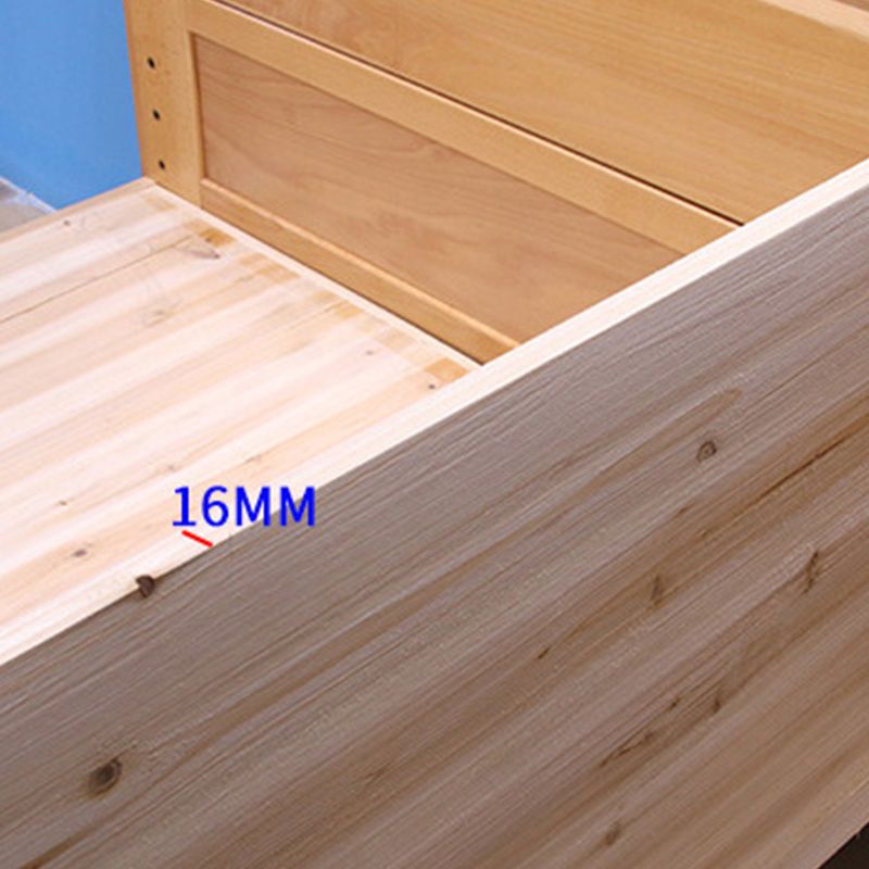 Traditional Style Bed Frame Beech Solid Color Bed with Headboard