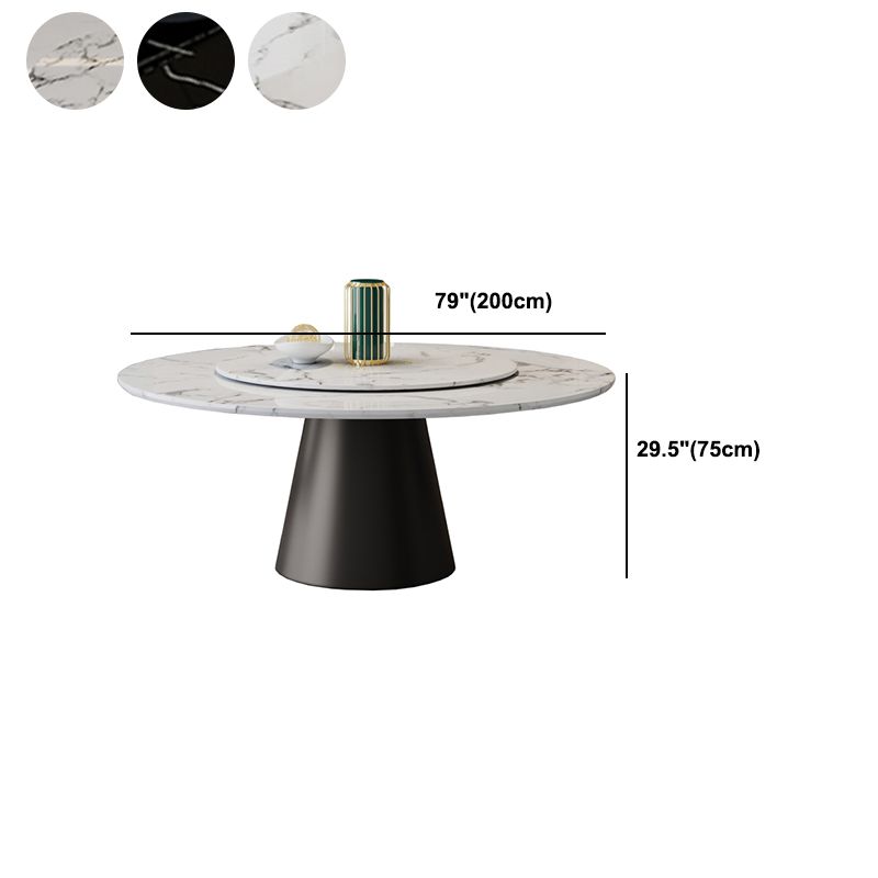 White-black Stone Round Table Turntable Home Furniture with Pedestal Base