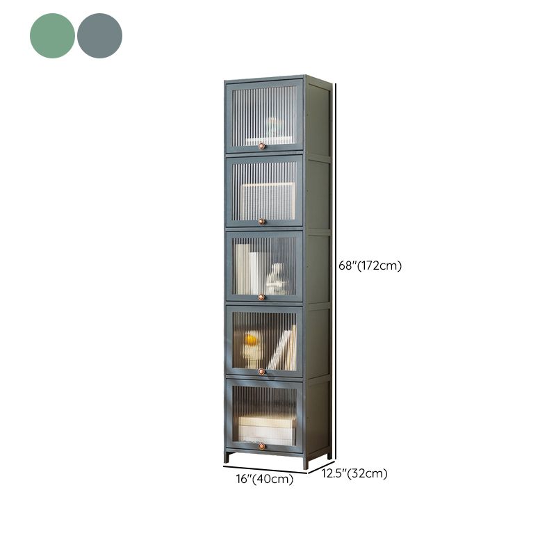 Bamboo Standard Bookcase Scandinavian Closed Back Bookshelf with Cabinets