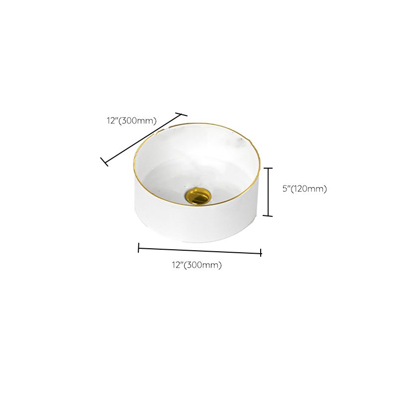 Traditional Vessel Sink Rectangular Porcelain with Overflow And Drain Assembly Wash Stand