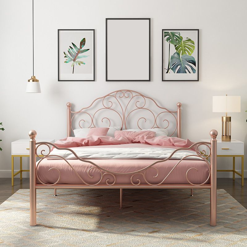 Glam Open-Frame Bed with Iron Headboard and Footboard 49.21" High