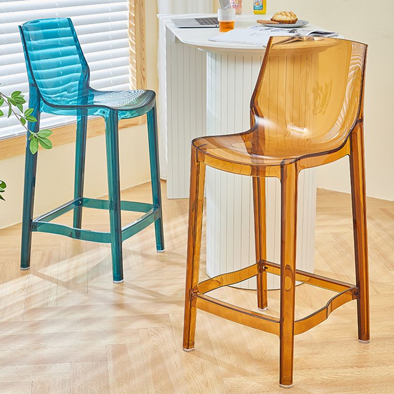 Contemporary Acrylic Backrest Counter High Stool with 4 Legs