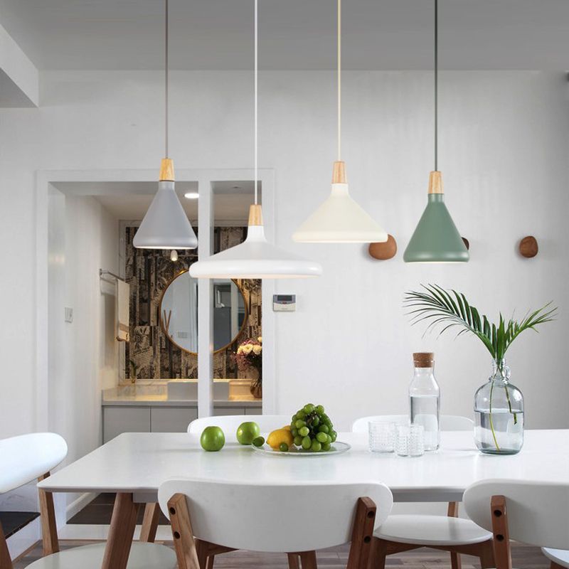Moderne eenvoudige kegelhangende hanglamp aluminium hangende hanglampen voor restaurant
