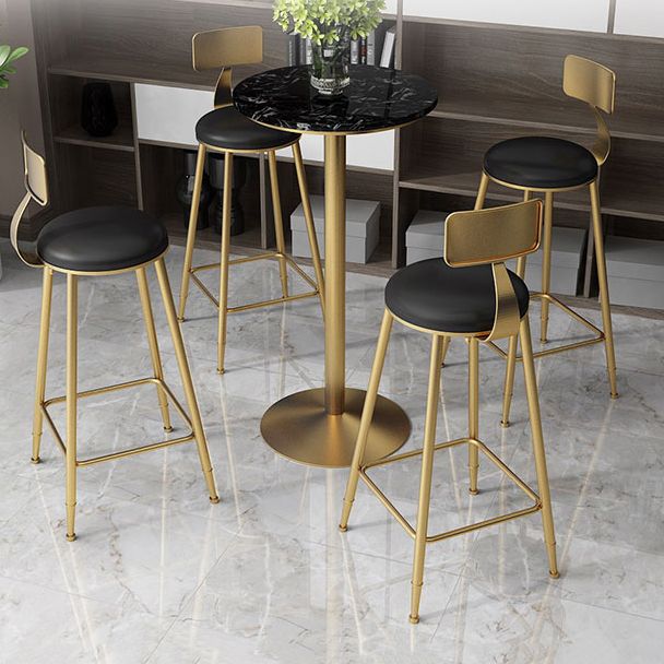 Stone Bar Table Glam Pedestal Bar Height Pub Table for Indoor