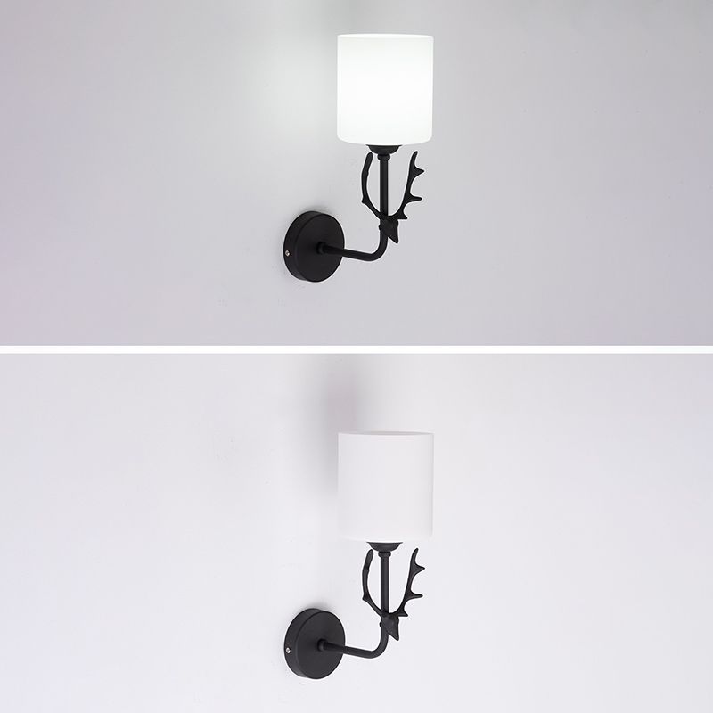 Lámpara de luz cilíndrica de vidrio de estilo simple lámpara de pared de una cabeza para dormitorio
