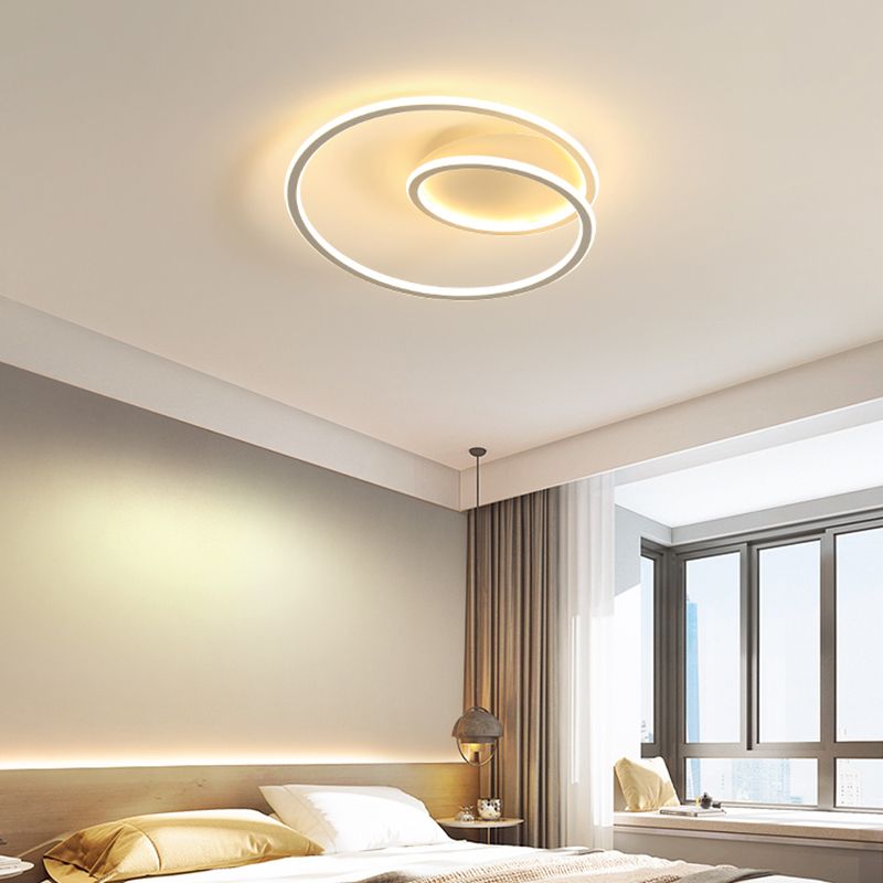 1-Light Ribbon Led Flush Mount Fixture Modern Style Metal Semi Mount Lighting