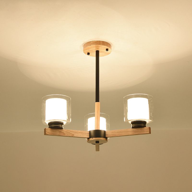 Lampade per lampadario moderno cilindri kit di luce sospesa in legno per soggiorno