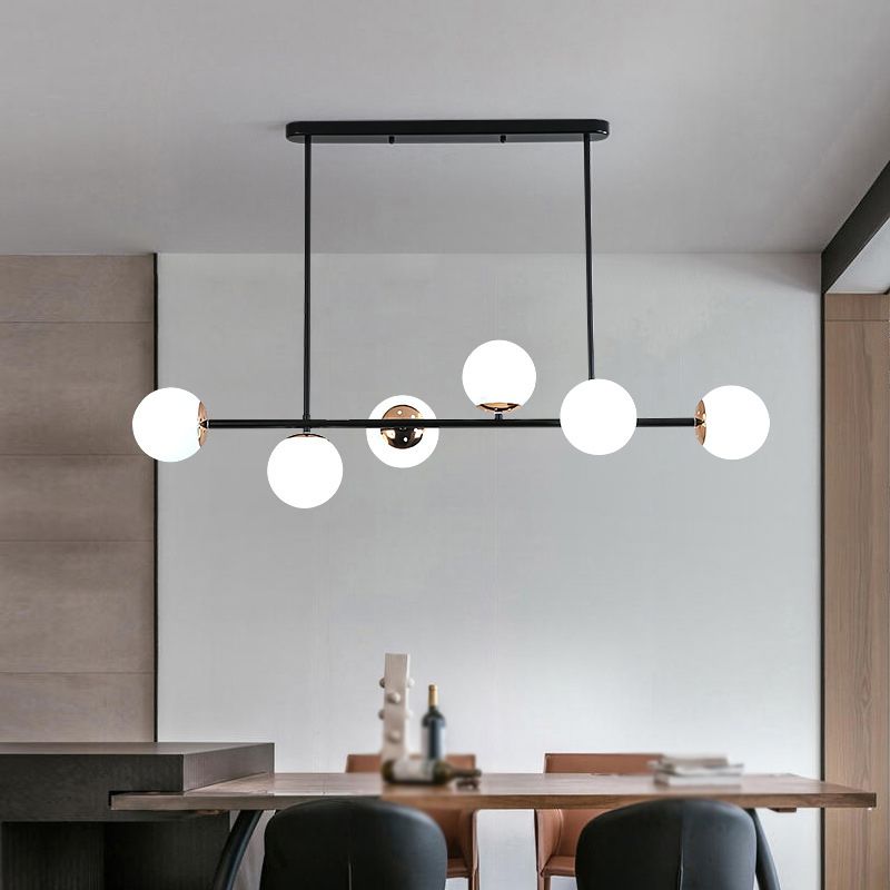 Ball Shape Glass Island Chandelier Modern Style Multi Lights Island Ceiling Light