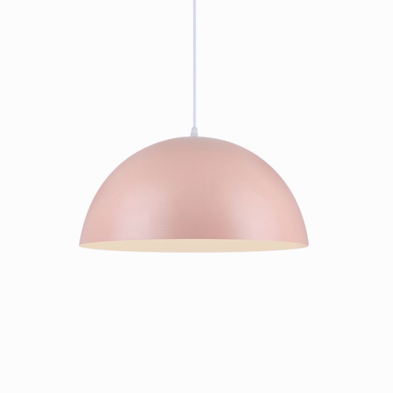Nordic Style Bowl Pendant Lighting 1 Light Aluminum Suspended Light in Pink/Yellow for Living Room