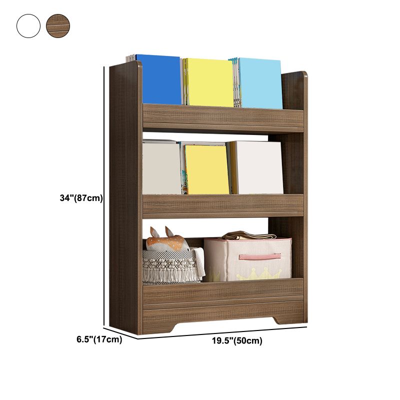 Modern Engineered Wood Bookshelf Standard Vertical Bookcase in Burnish