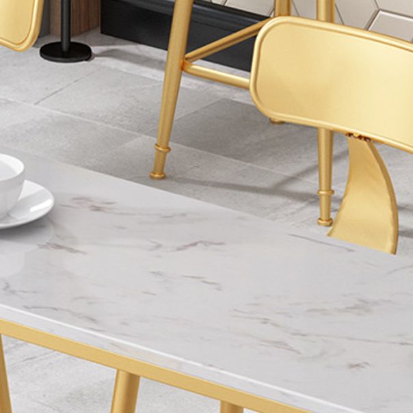White Glam Style Bar Table in Metal and Faux Marble Bar Table for Dining Room