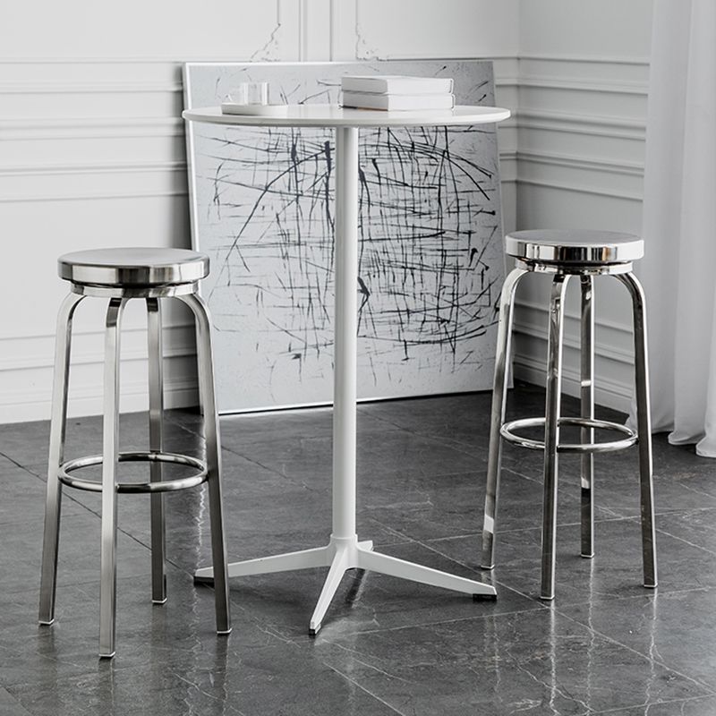Edelstahl-Barhocker ohne Rückenlehne, glänzend, nordischer gebürsteter hoher Hocker, 1 Stück