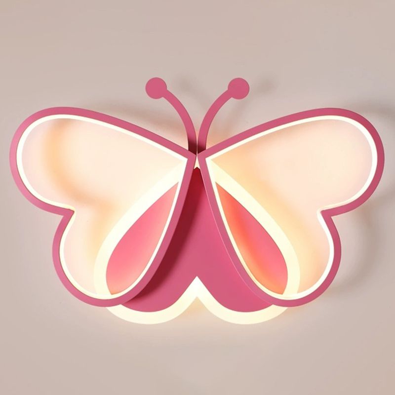 Pink Butterfly Close To Ceiling Lighting Cartoon LED Acrylic Ceiling Light Fixture