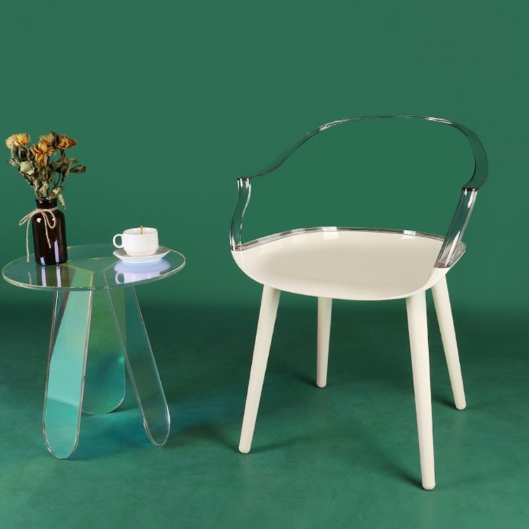 Scandinavian Style Plastic Chair Kitchen Solid Back Single Dining Arm Chair