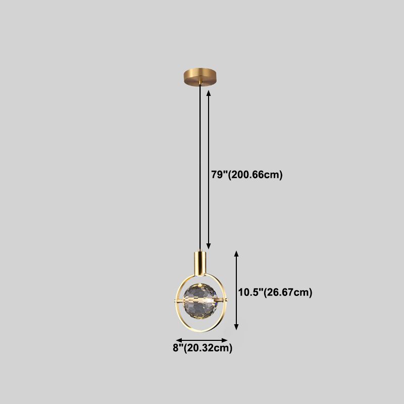 Crystal Geometric Shape Hanging Light Modern 1 Light Hanging Light Fixtures in Brass