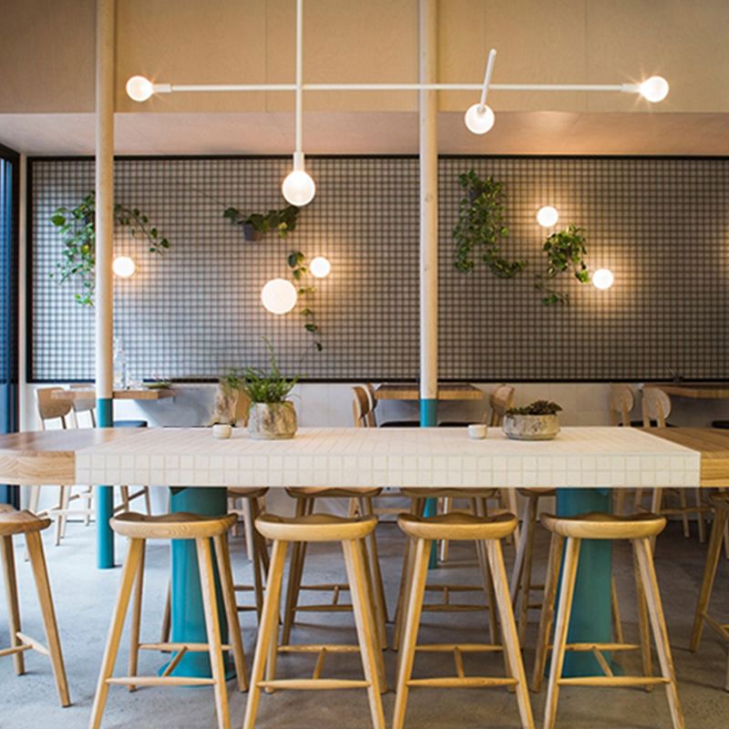 Contemporary Backless Contoured Seat Solid Wood Bar Stool with Footrest