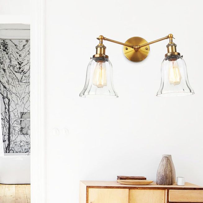 Industrial Vanity Lights Glass 2-Light Vanity Light Fixtures