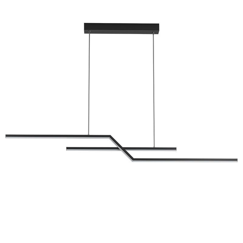 2-Light LED Island Light in Modern Simplicity Metal Linear Pendant Light for Dining Room