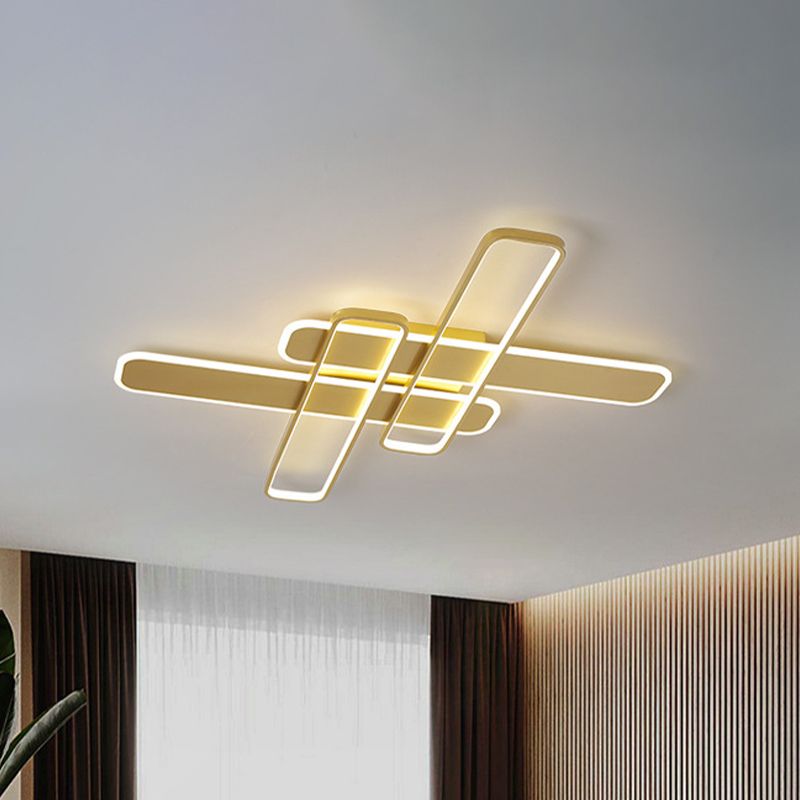 35.5 "/43" W Crossing Rechteck Flushmount Minimal Acryl Wohnzimmer LED Flush Light-Leuchte in Weiß/Schwarz/Gold