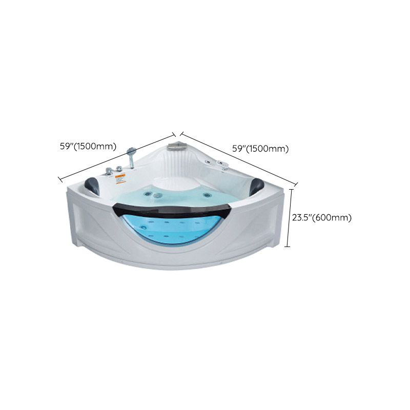Contemporary Acrylic Corner Bath Tub White Tub with Internal Drain