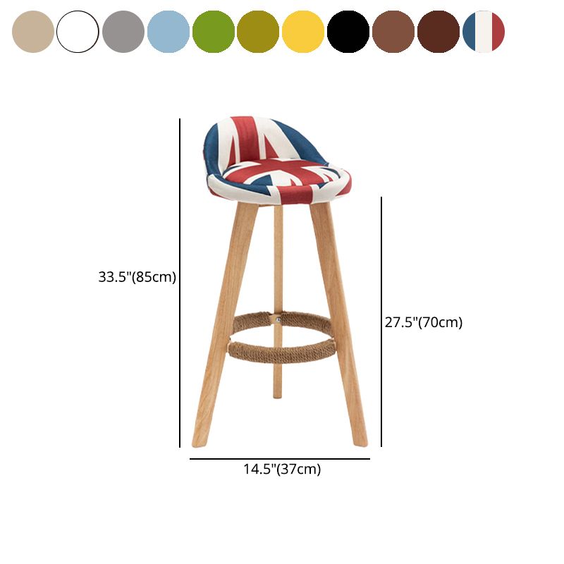 Scandinavian Upholstered Footrest Barstool Matte Finish Wood Bristol Stool